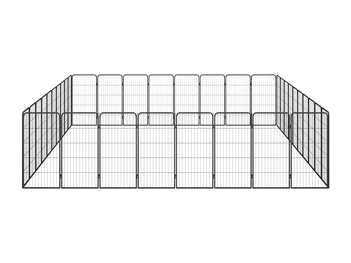 Cercadinho para cães 36 painéis 50 x 100 cm aço revestido a pó preto 02_0043634