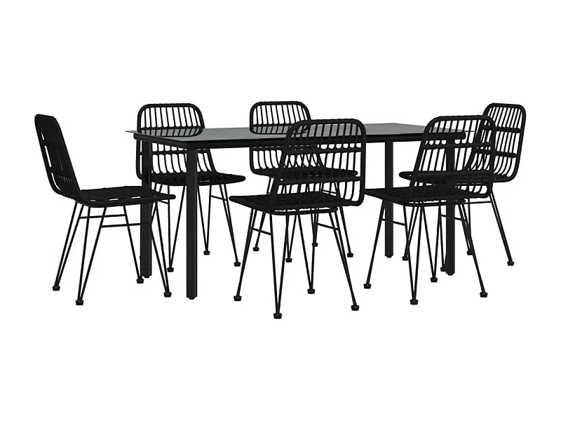Set da pranzo mobili da giardino mobili da esterno 7 pezzi resina intrecciata nera 02_0014378