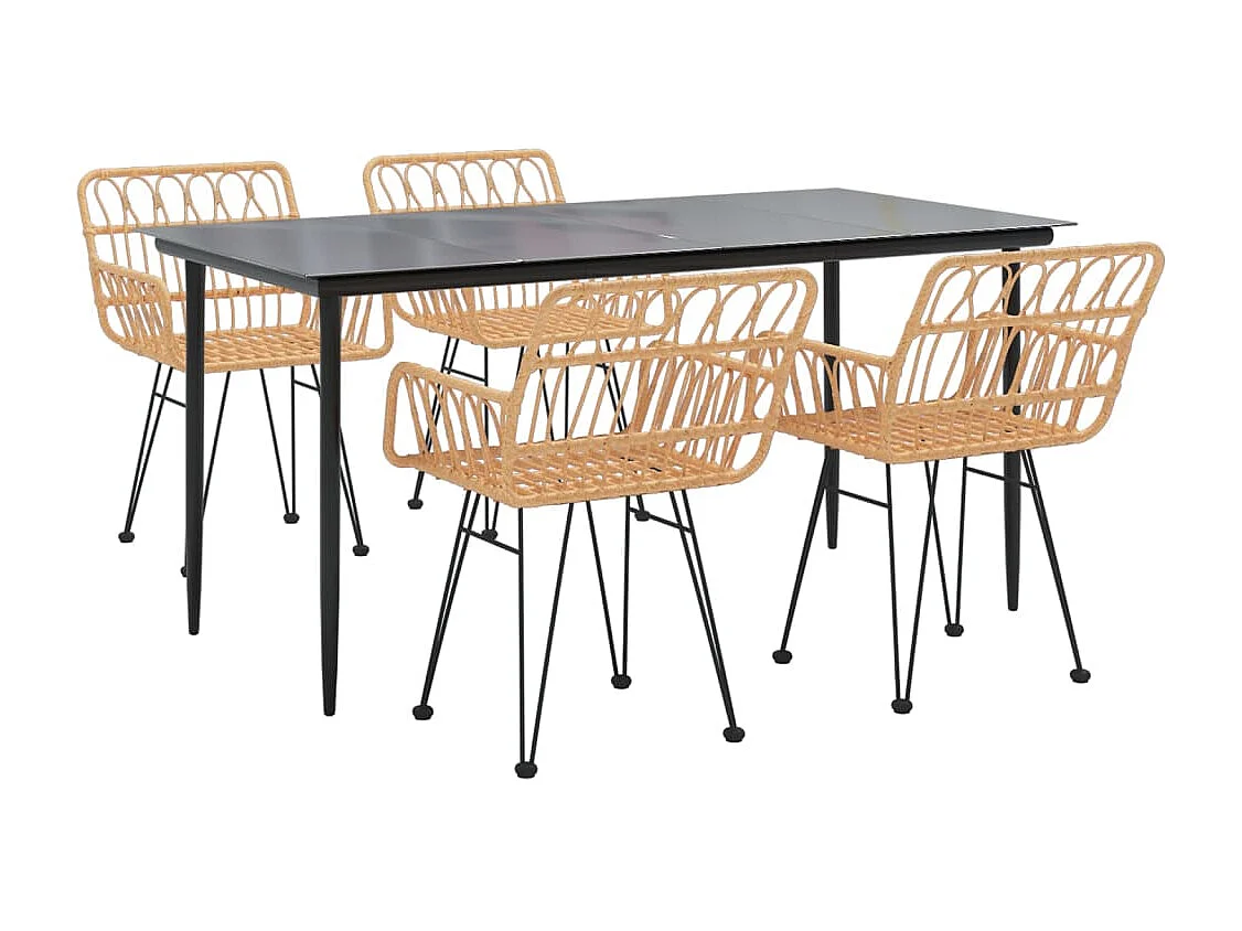 Juego de comedor muebles de jardín muebles de exterior 5 piezas resina tejida 02_0014320