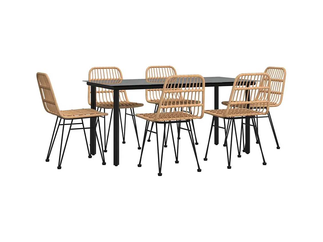 Set da pranzo mobili da giardino mobili da esterno 7 pezzi in resina intrecciata 02_0014382