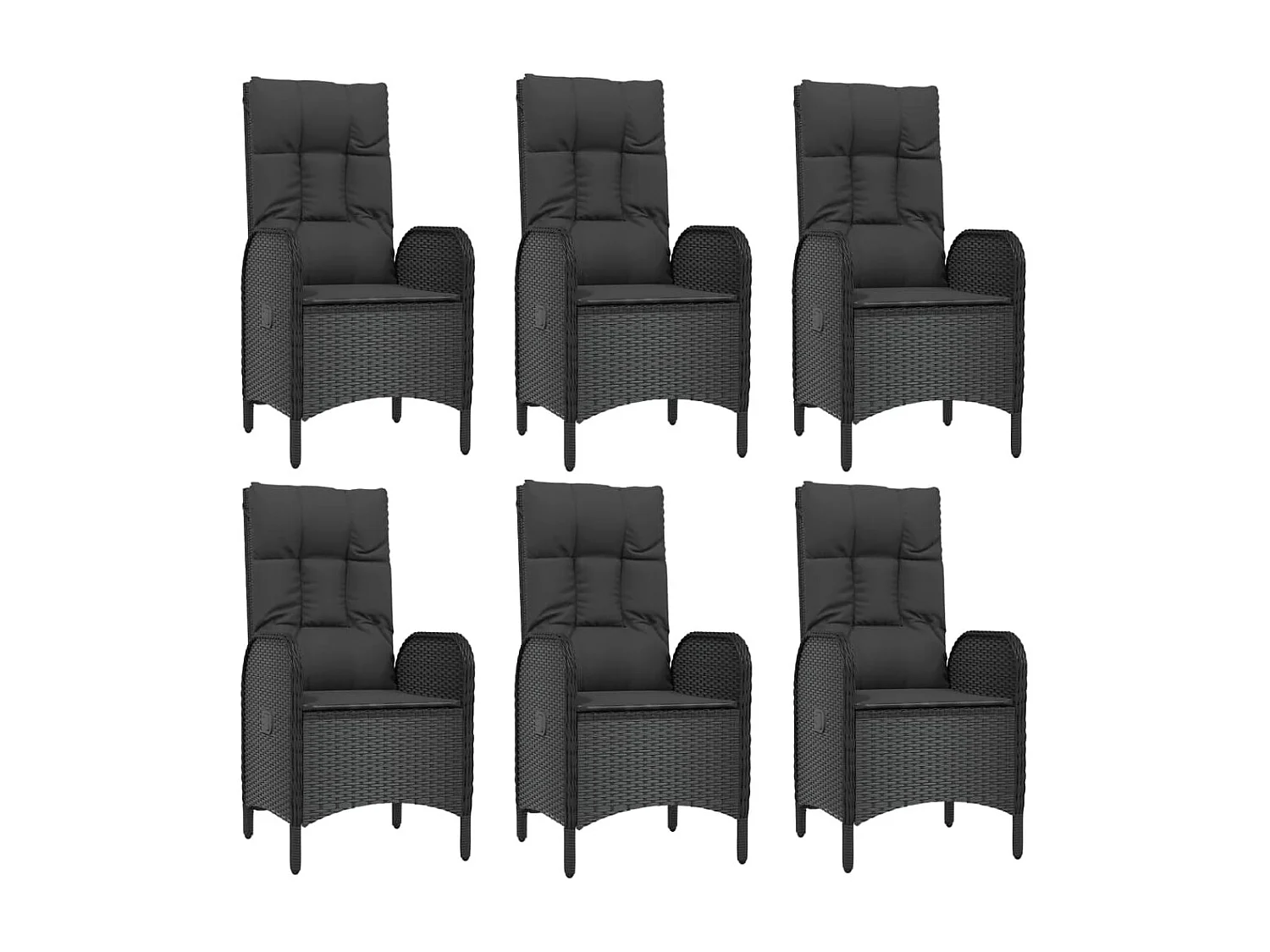 Juego de comedor muebles de jardín muebles de exterior y cojines 7 piezas resina tejida negra 02_0014461