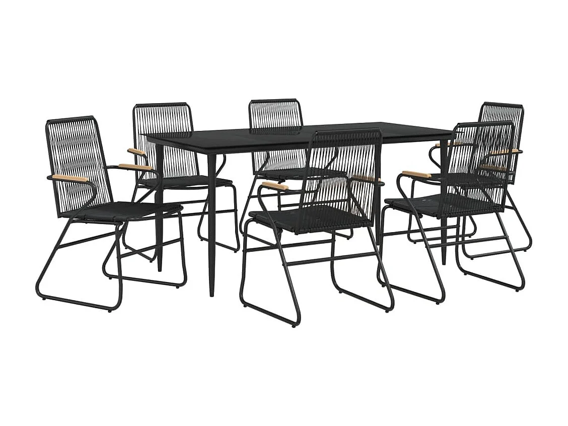 Muebles de jardín juego de comedor muebles de exterior 7 piezas ratán PVC negro 02_0014374