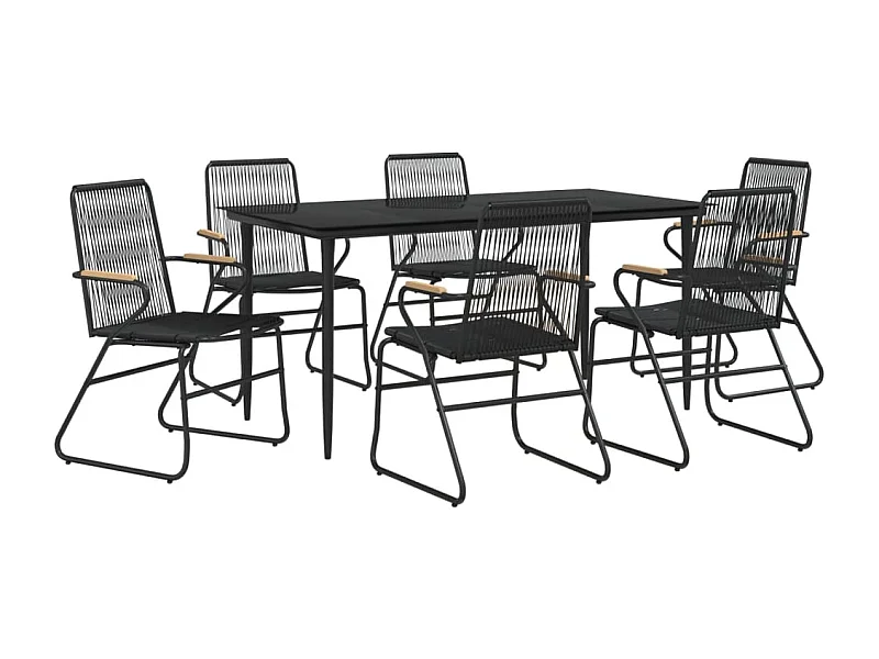 Ensemble à dîner salon PVC noire 58 x 59 x 85.5 cm 02_0014374