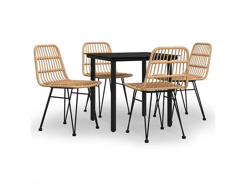 Conjunto de jantar móveis de jardim móveis de exterior 5 peças de resina tecida 02_0014325