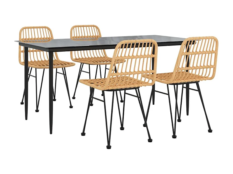 Juego de comedor muebles de jardín muebles de exterior 5 piezas resina tejida 02_0014324