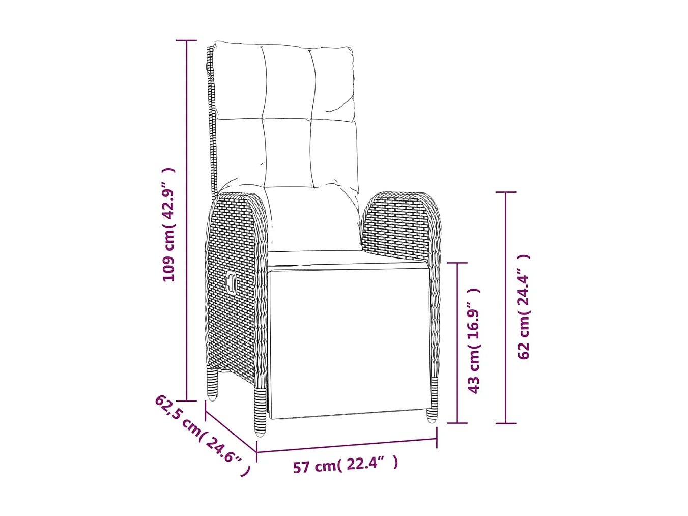 Ensemble à dîner salon résine noire 57 x 62.5 x 109 cm 02_0014472