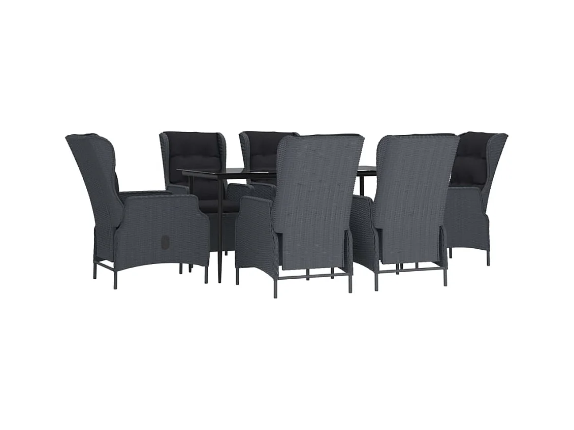 Conjunto de jantar móveis de jardim móveis de exterior 7 peças resina tecida cinza escuro 02_0014360