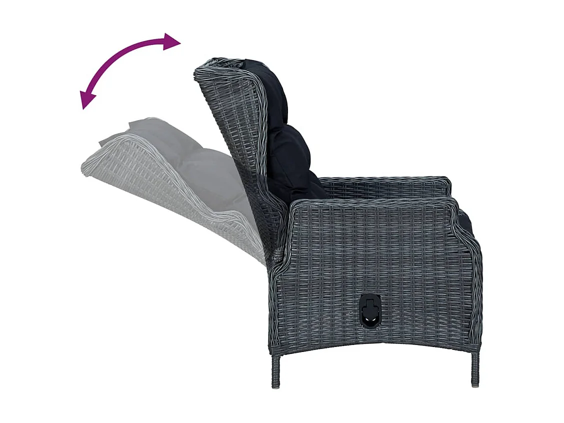 Conjunto de jantar móveis de jardim móveis de exterior 7 peças resina tecida cinza escuro 02_0014360