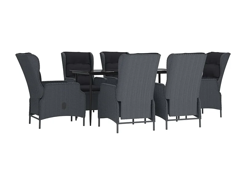 Conjunto de jantar móveis de jardim móveis de exterior 7 peças resina tecida cinza escuro 02_0014360