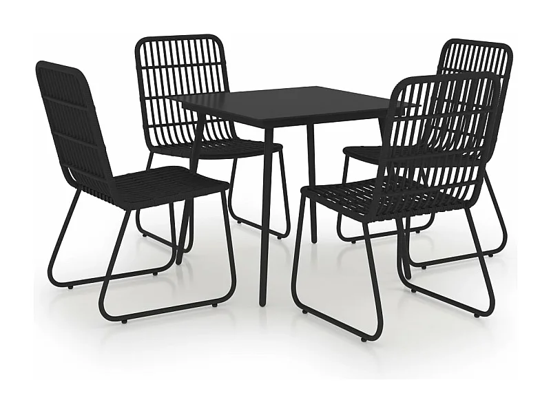 Juego de comedor muebles de jardín muebles de exterior 5 piezas resina tejida y vidrio 02_0014231