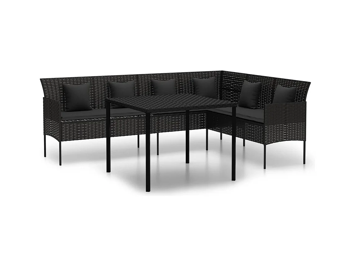 Ensemble à dîner salon résine noire 220 x 162 x 79.5 cm 02_0014459