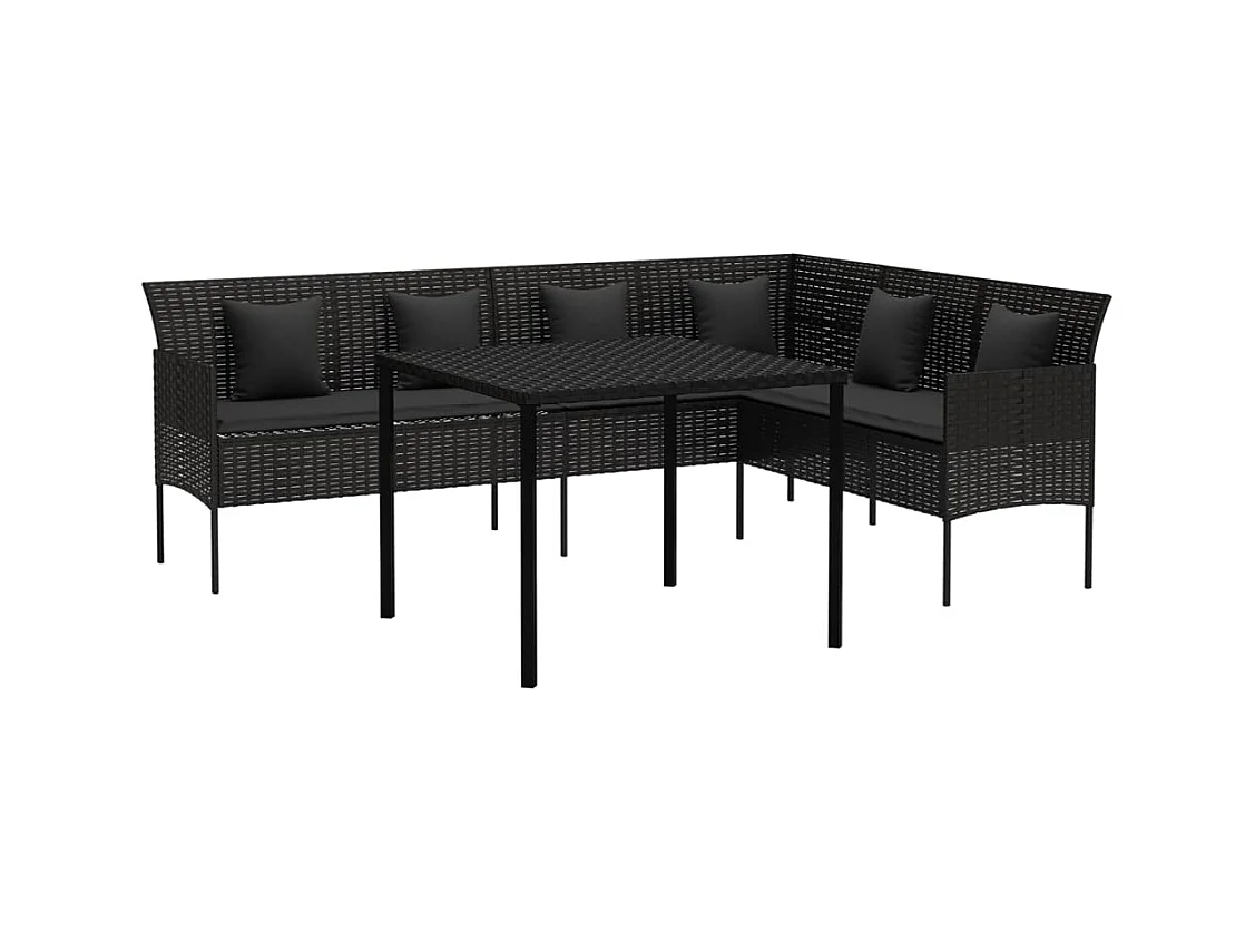 Ensemble à dîner salon résine noire 220 x 162 x 79.5 cm 02_0014459