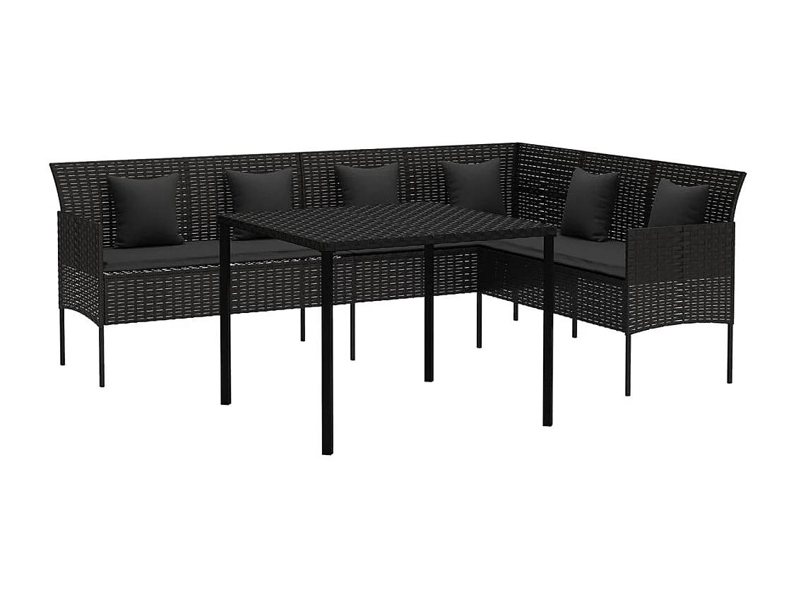 Set da pranzo mobili da giardino mobili da esterno e cuscini 2 pezzi resina intrecciata nera 02_0014459