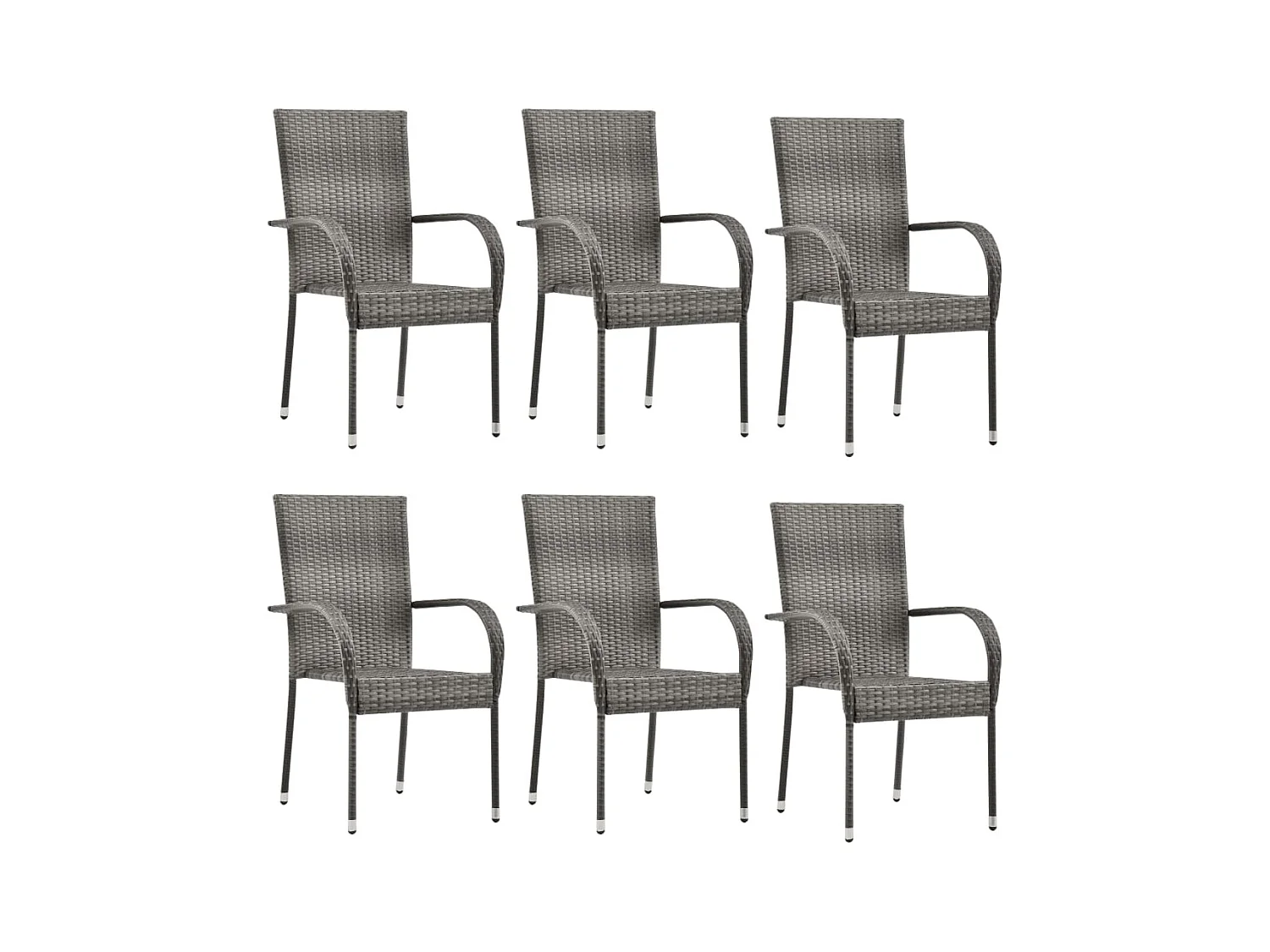 Juego de comedor muebles de jardín muebles de exterior 7 piezas resina tejida gris 02_0014362