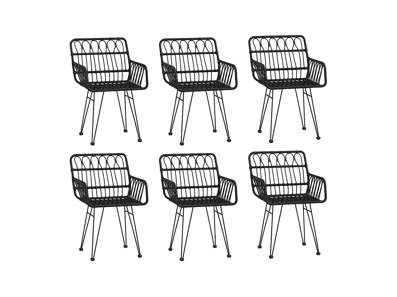 Juego de comedor muebles de jardín muebles de exterior 7 piezas resina tejida negra 02_0014377