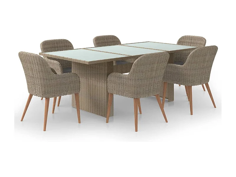 Set da pranzo mobili da giardino mobili da esterno 7 pezzi resina intrecciata marrone 02_0014385