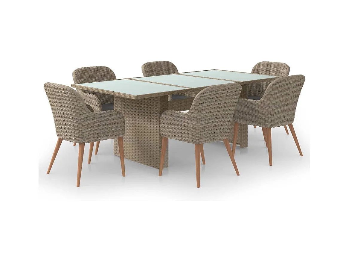 Set da pranzo mobili da giardino mobili da esterno 7 pezzi resina intrecciata marrone 02_0014385