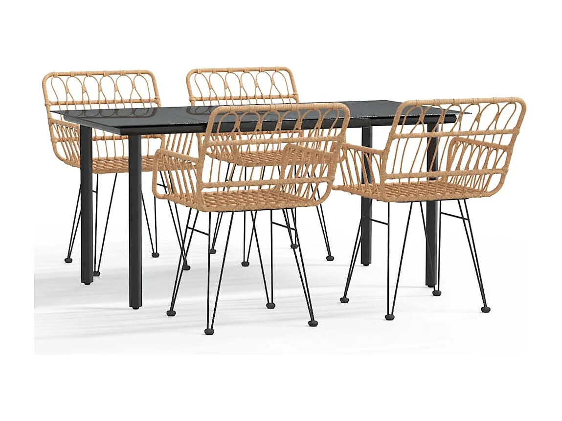 Juego de comedor muebles de jardín muebles de exterior 5 piezas resina tejida 02_0014322