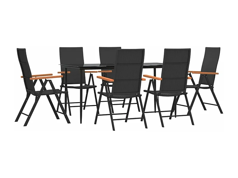 Set da pranzo mobili da giardino mobili da esterno 7 pezzi resina intrecciata nera e marrone 02_0014370