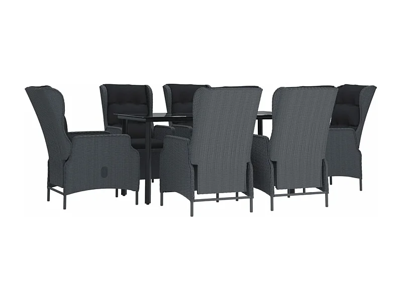 Conjunto de jantar móveis de jardim móveis de exterior 7 peças resina tecida cinza escuro 02_0014359