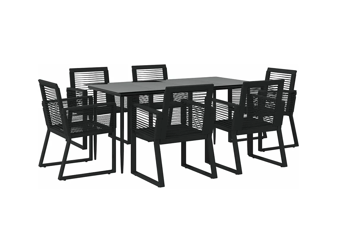 Set da pranzo mobili da giardino mobili da esterno 7 pezzi in PVC rattan nero 02_0014373