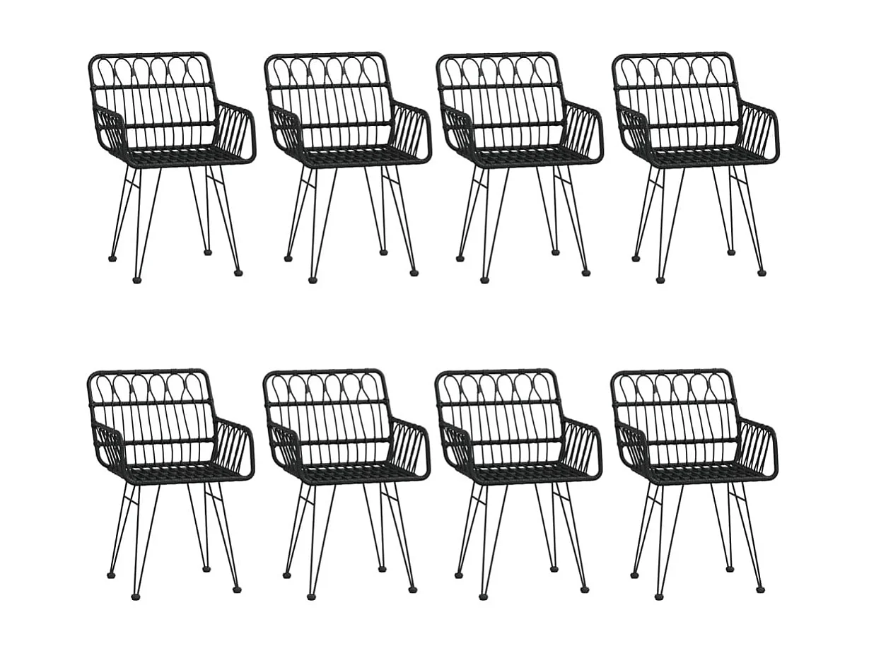 Conjunto de jantar móveis de jardim móveis de exterior 9 peças resina tecida preta 02_0014398