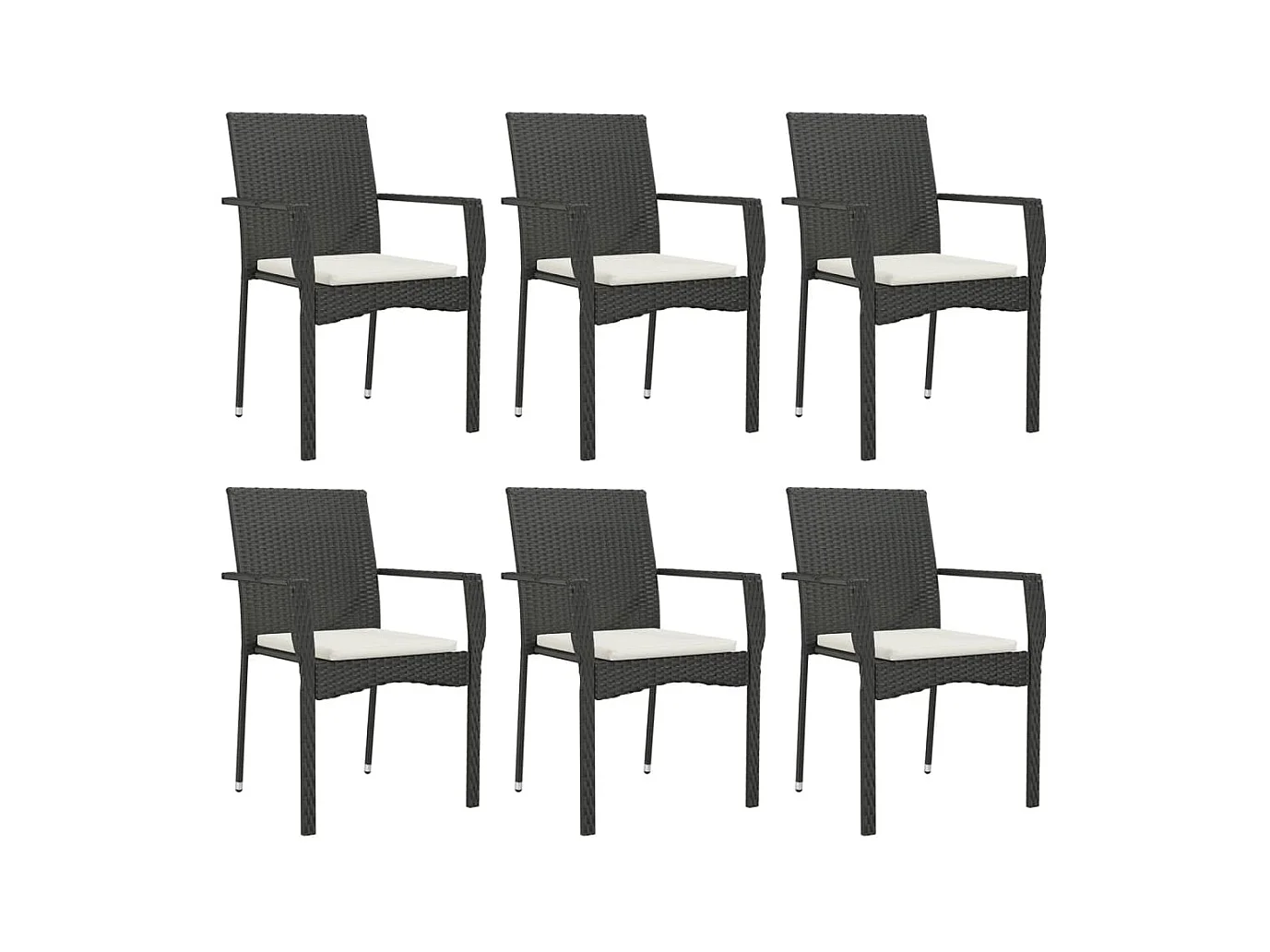 Juego de comedor muebles de jardín muebles de exterior y cojines 7 piezas resina tejida negra 02_0014475