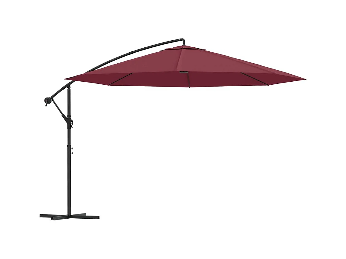 Guarda-sol cantilever para móveis de jardim com poste de alumínio 350 cm vinho 02_0008617