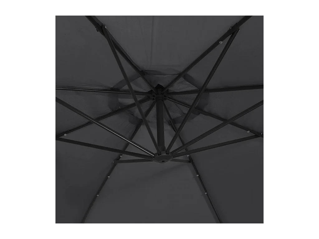 Guarda-sol LED offset e poste de aço 300 cm preto 02_0008578