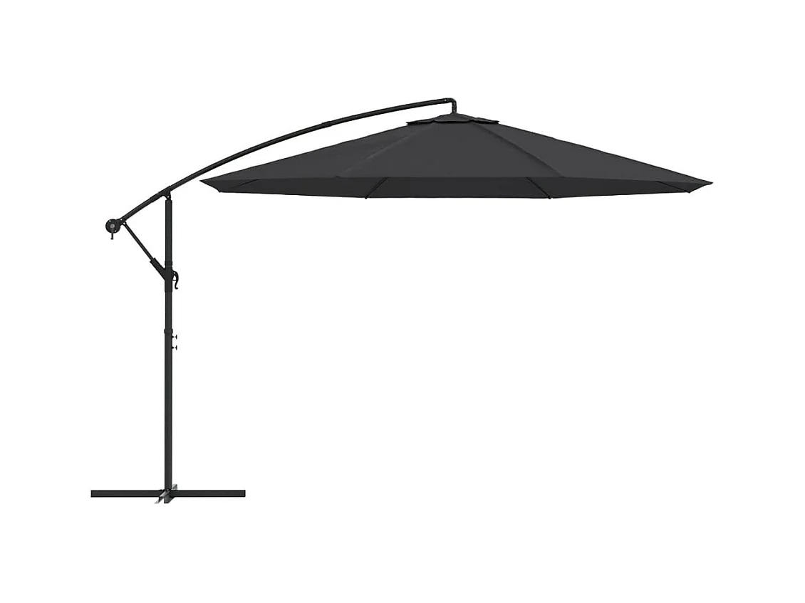 Ombrellone decentrato con palo in alluminio 350 cm nero 02_0008482
