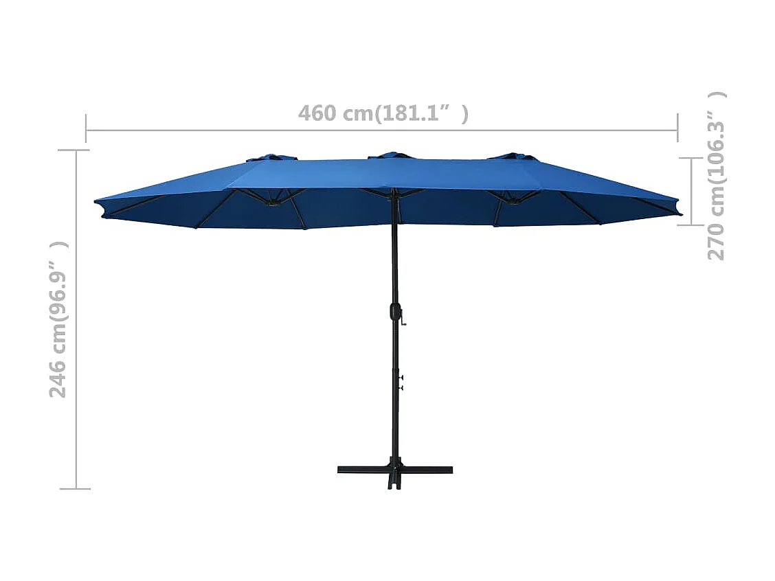 Guarda-sol externo e poste de alumínio 460 x 270 cm azul 02_0008295