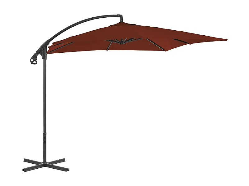 Guarda-sol de jardim deslocado com poste de aço 250 x 250 cm terracota 02_0008466