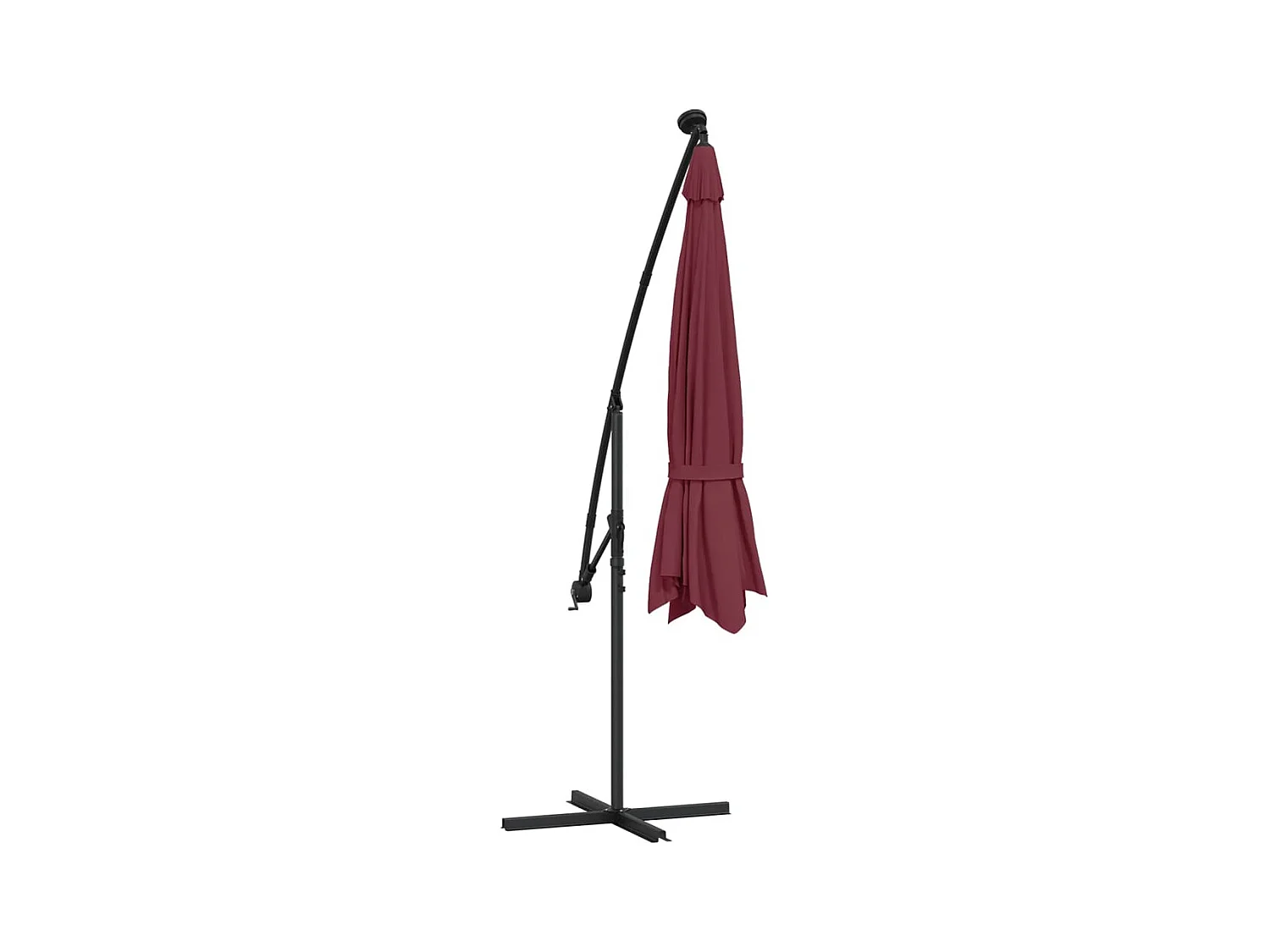 Guarda-sol deslocado com luzes LED vermelho bordô 350 cm 02_0008458