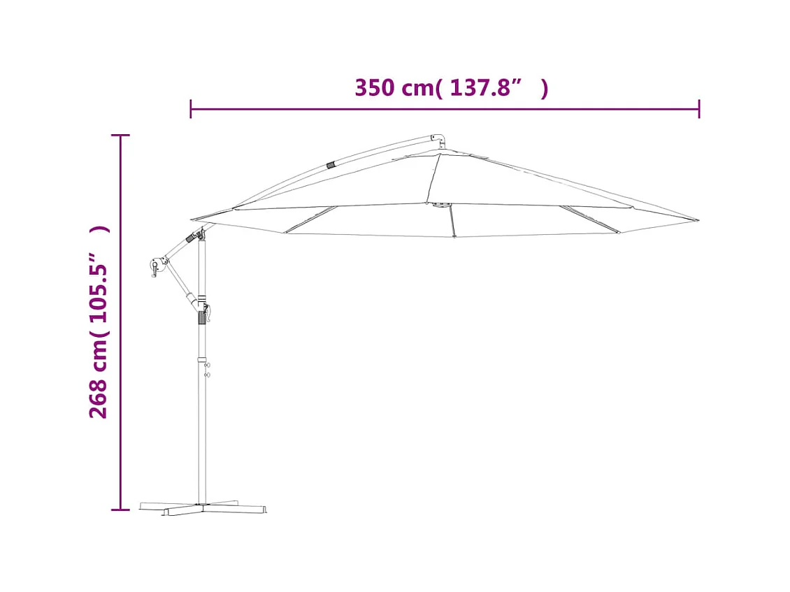 Parasol meuble de jardin aluminium 350 x 350 x 280 cm 02_0008606