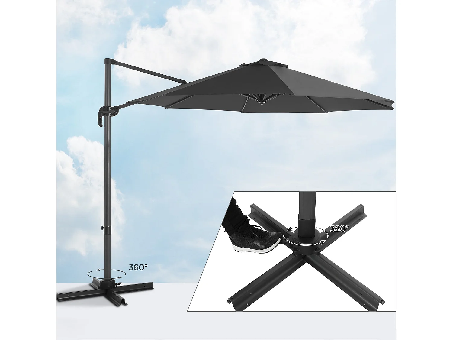 Parasol décentré de jardin grise 12_0001813