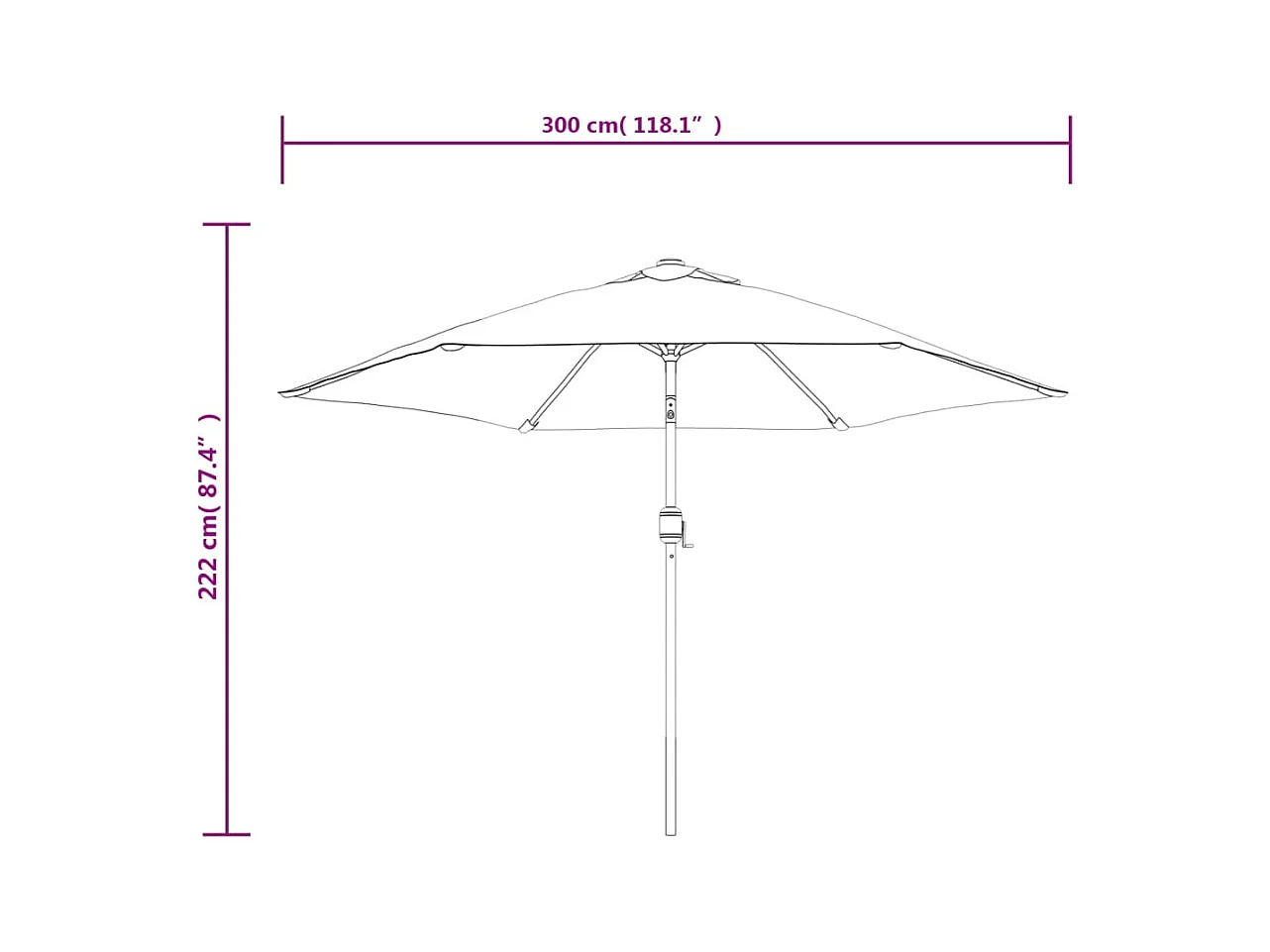 Parasol d'extérieur avec poteau métal argentée 300 x 300 x 245 cm 02_0008278