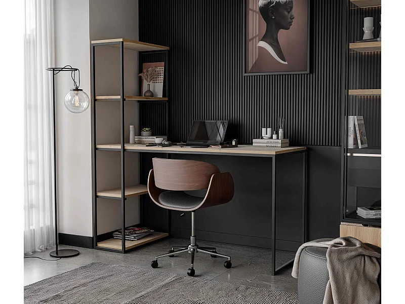 Bureau avec rangements chêne artisanal