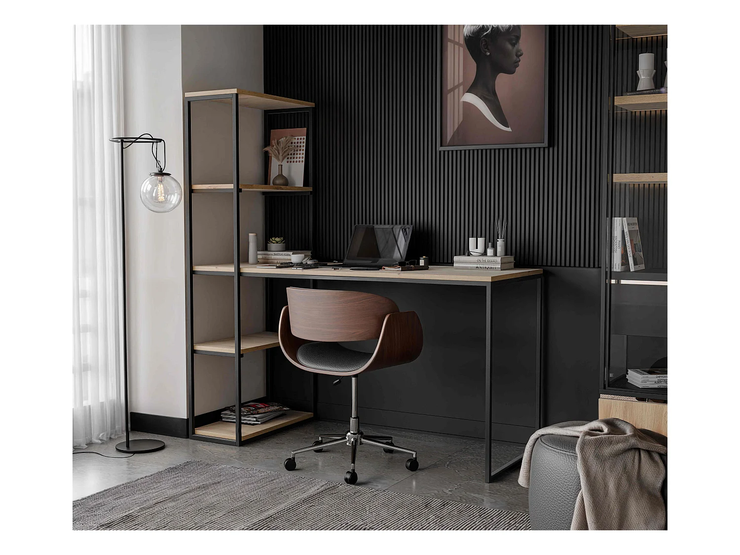 Bureau avec rangements chêne artisanal