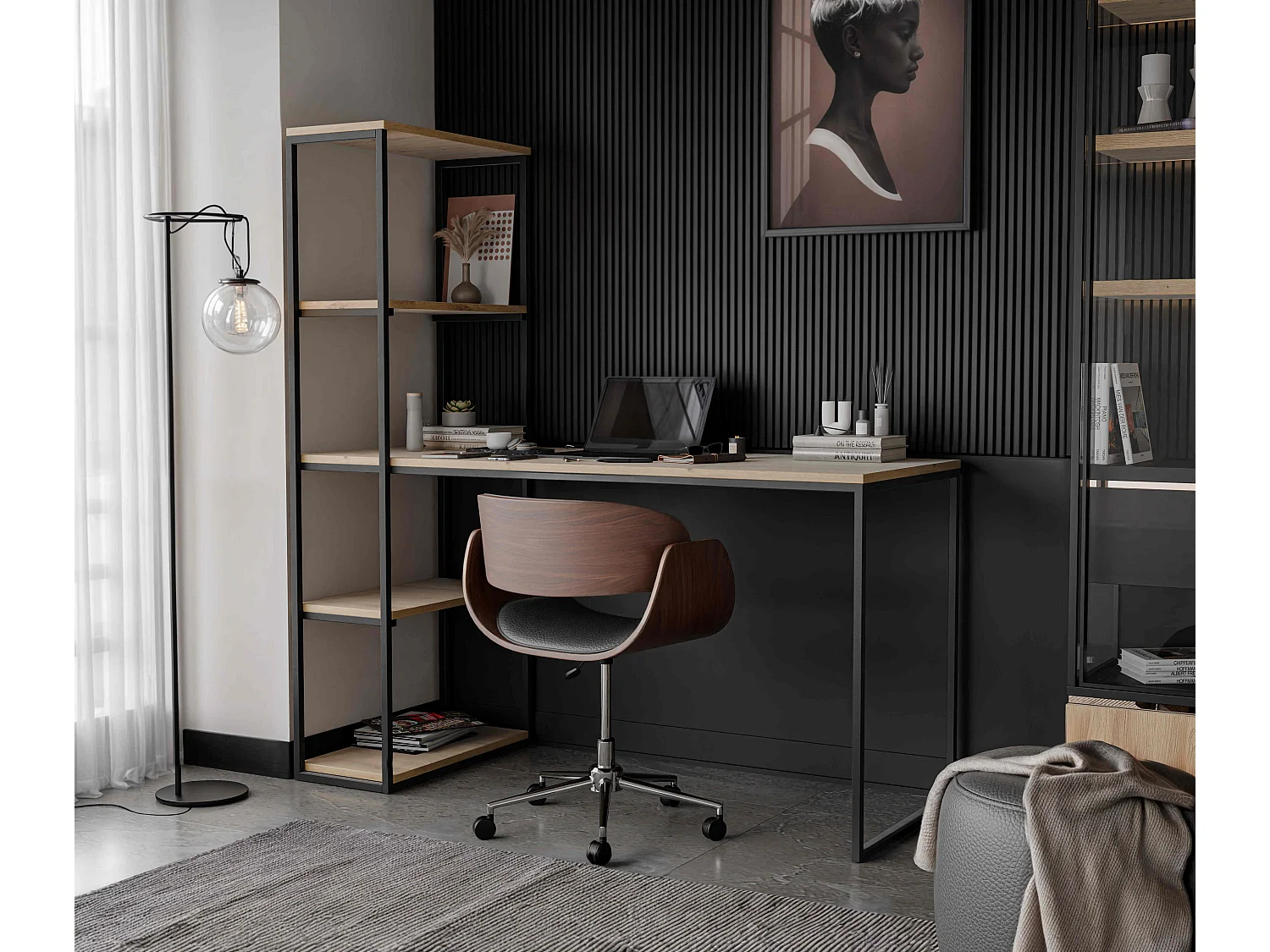 Bureau avec rangements chêne artisanal