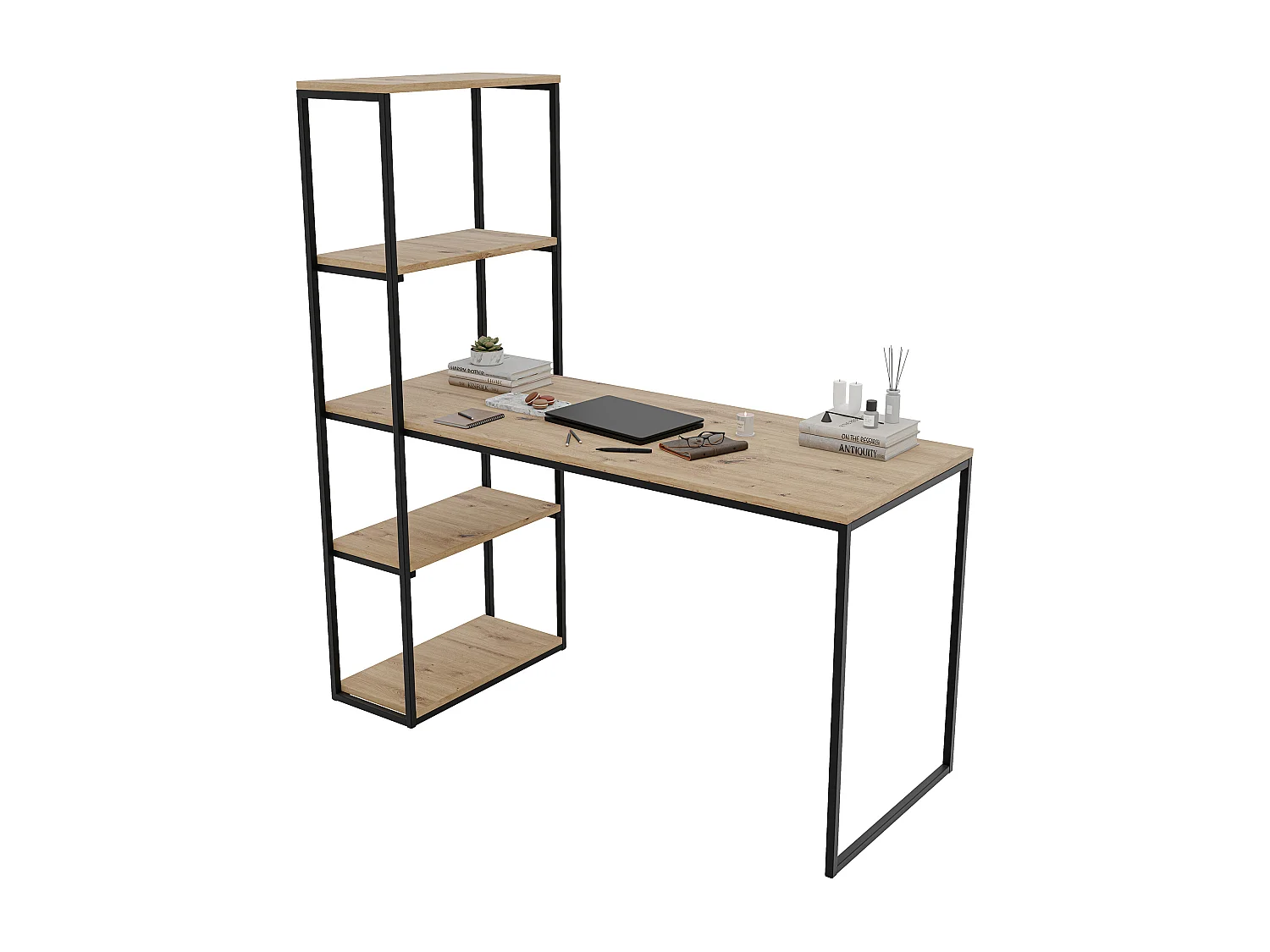 Bureau avec rangements chêne artisanal