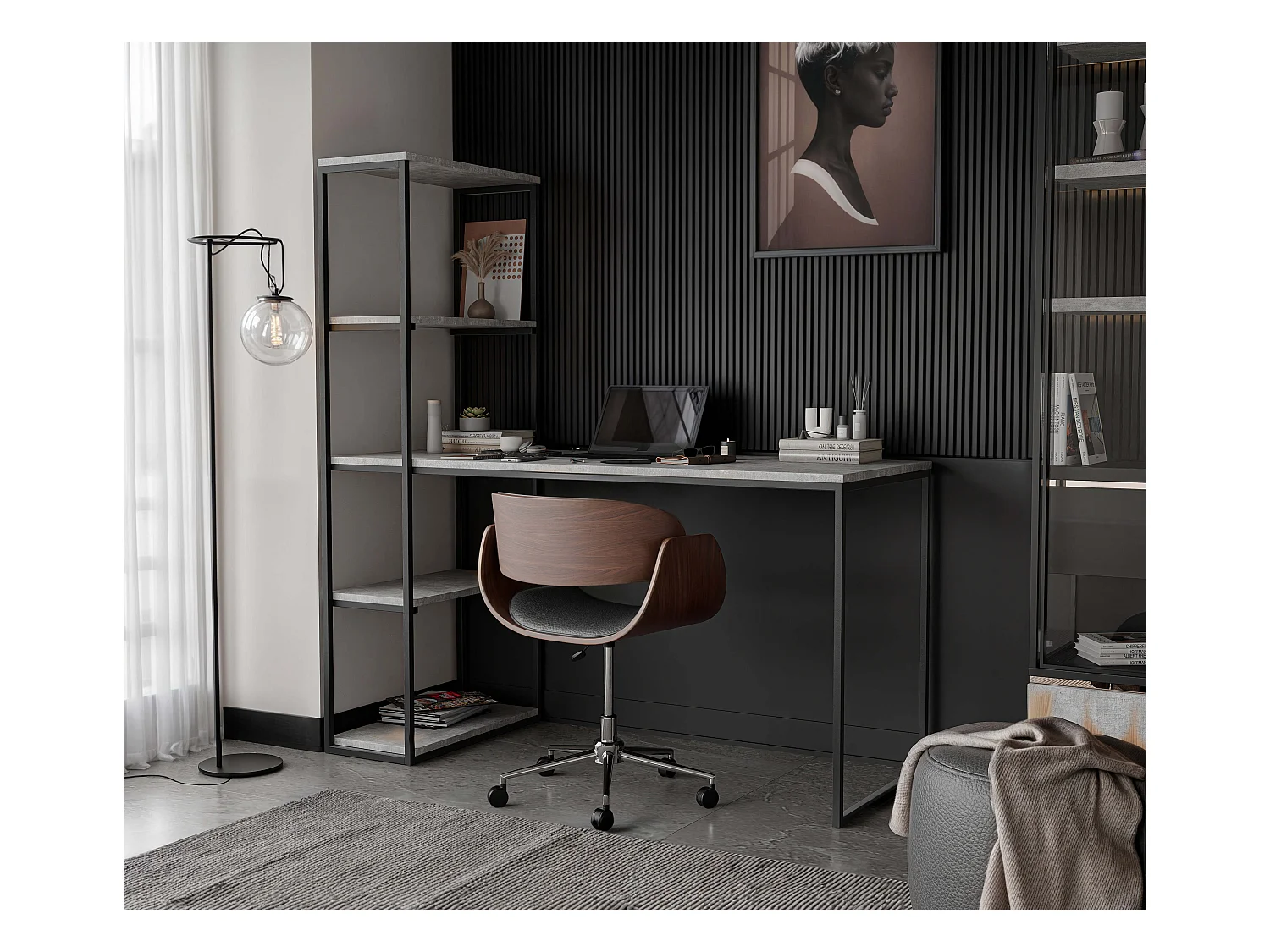 Bureau avec rangements bellato gris