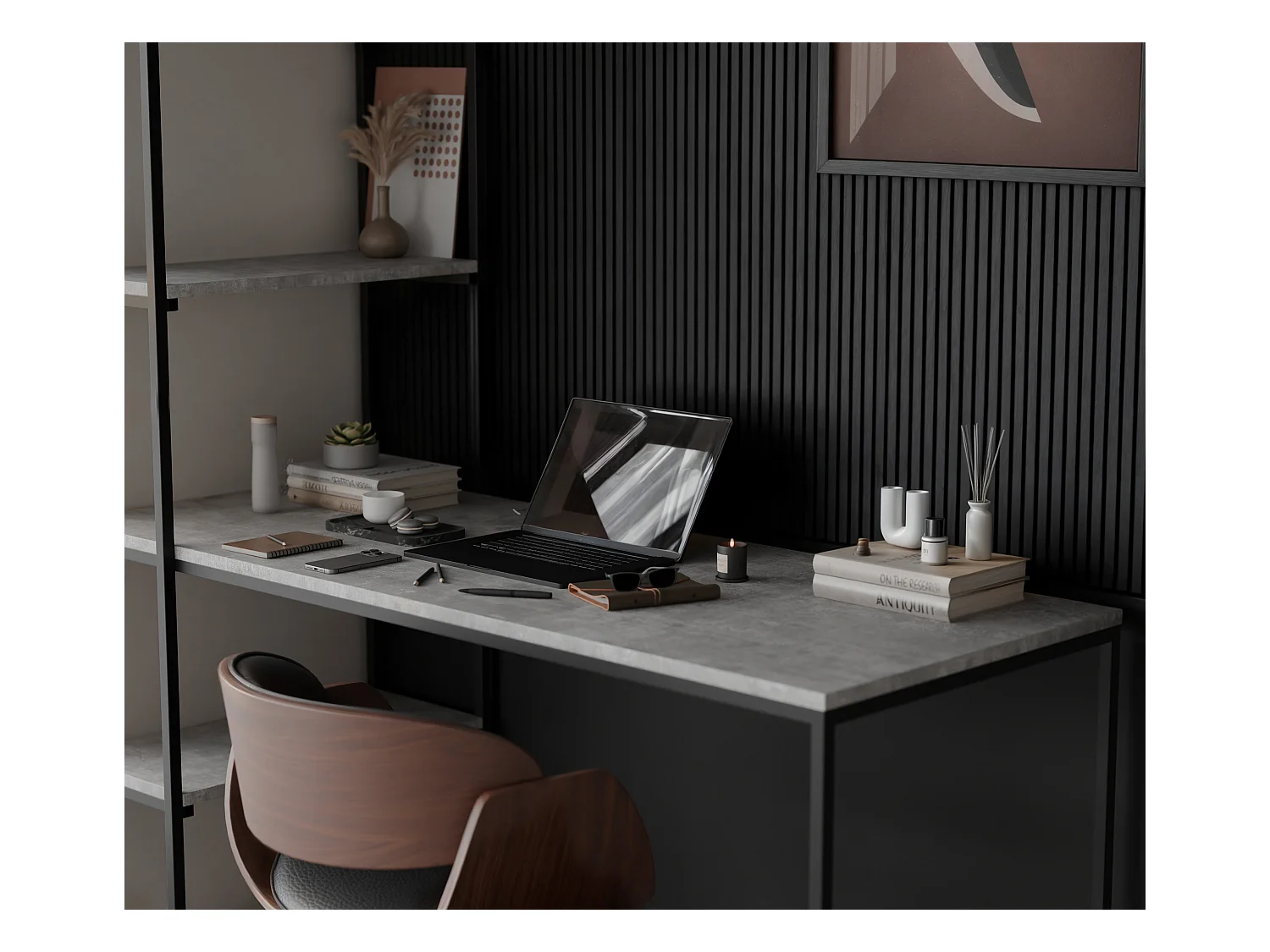 Bureau avec rangements bellato gris