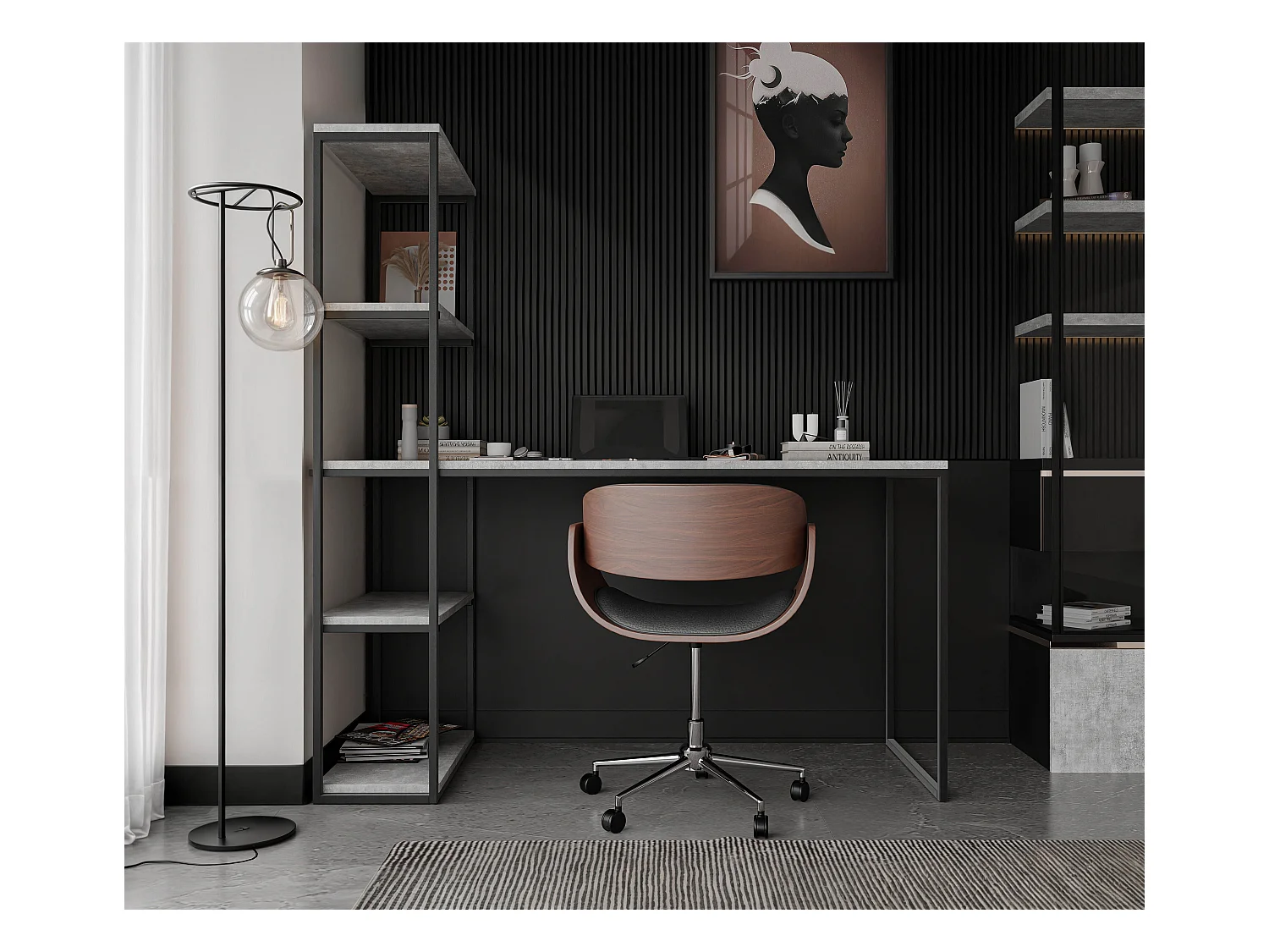 Bureau avec rangements bellato gris