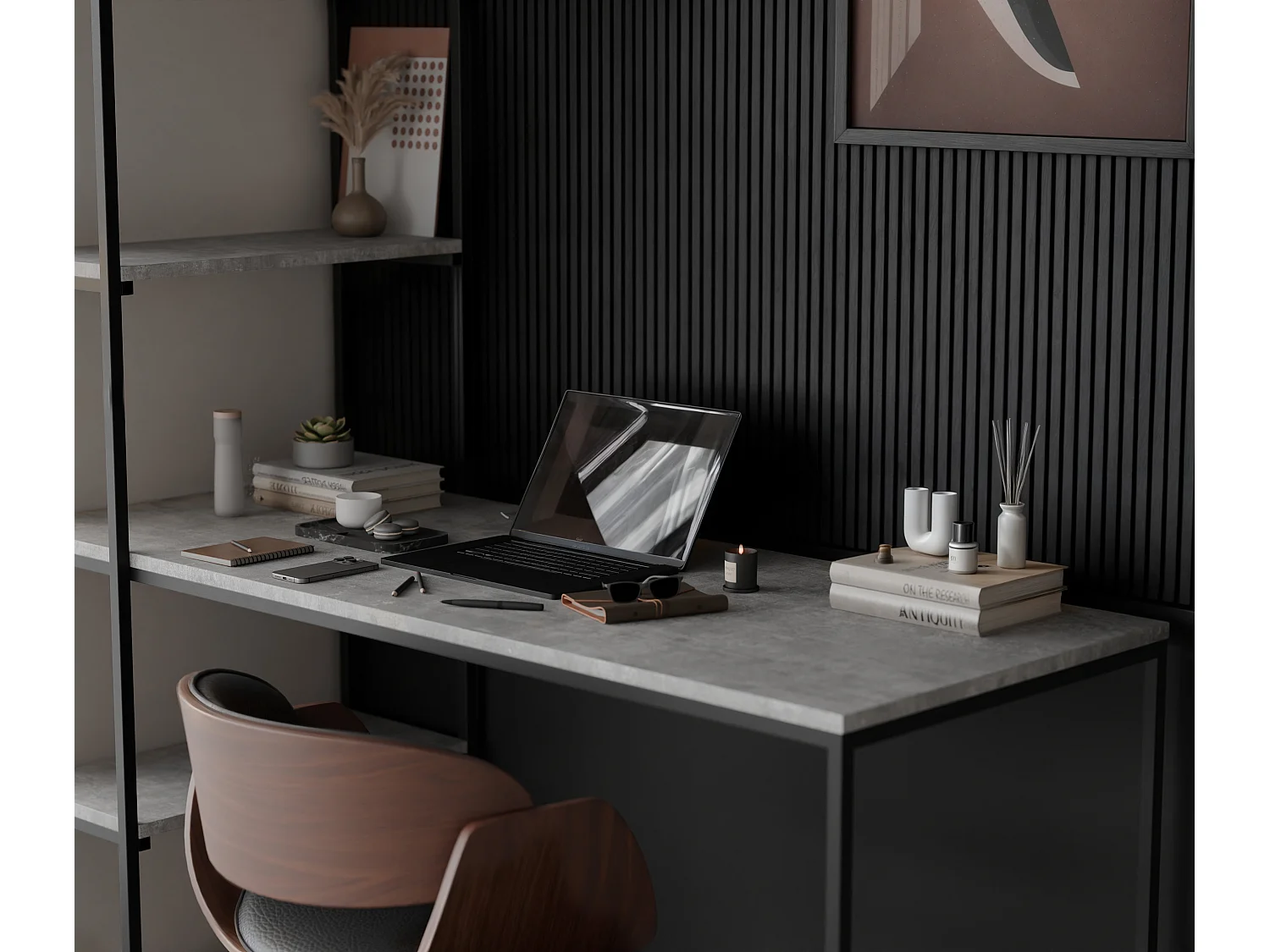 Bureau avec rangements bellato gris