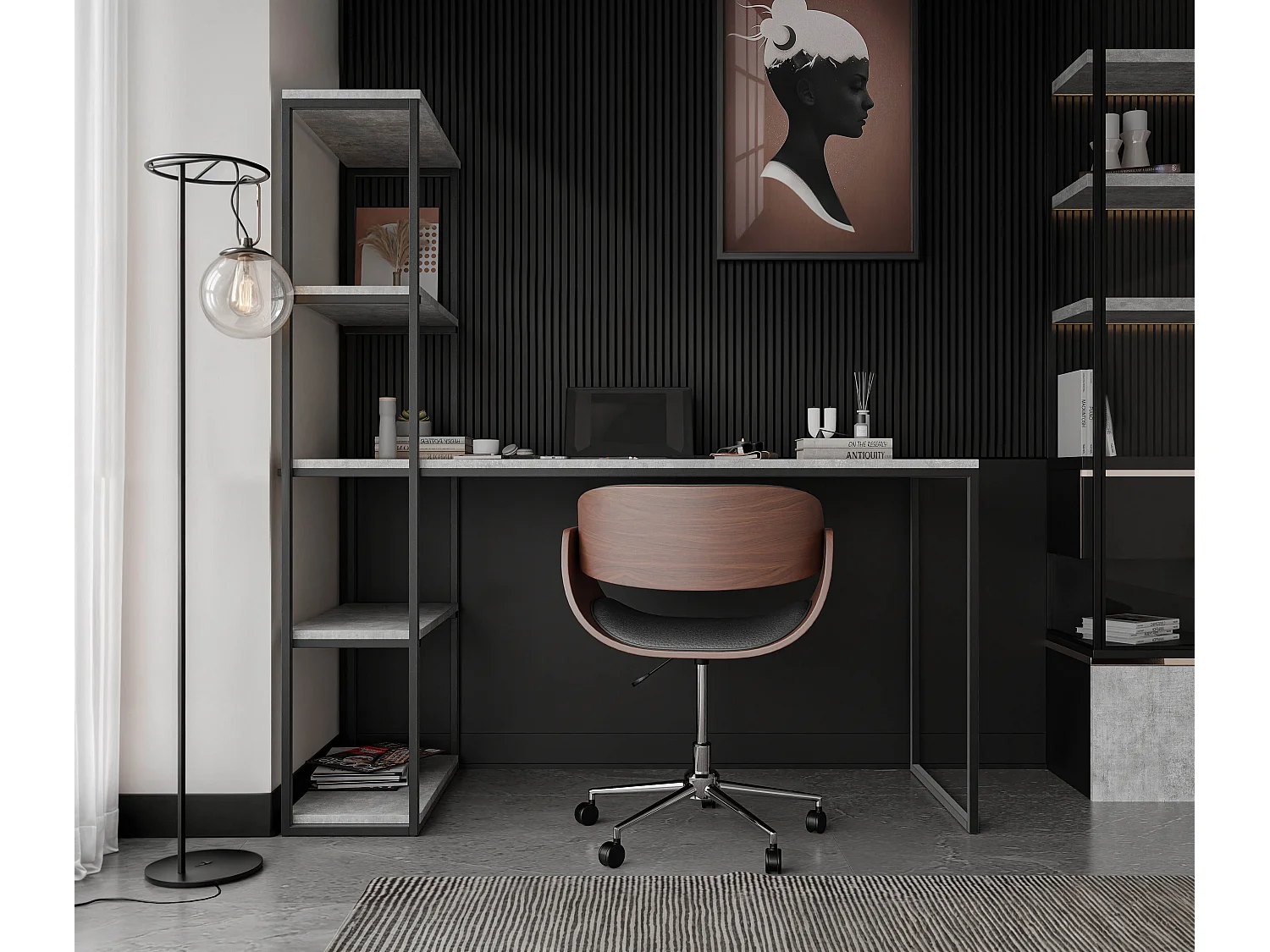Bureau avec rangements bellato gris