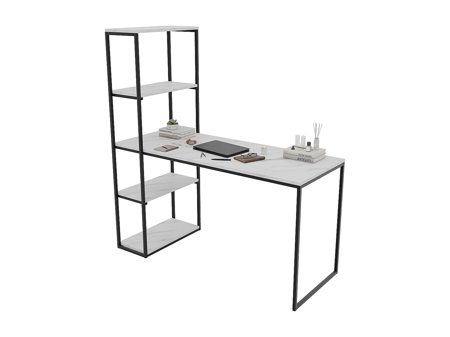 Bureau avec rangements marbre bianco