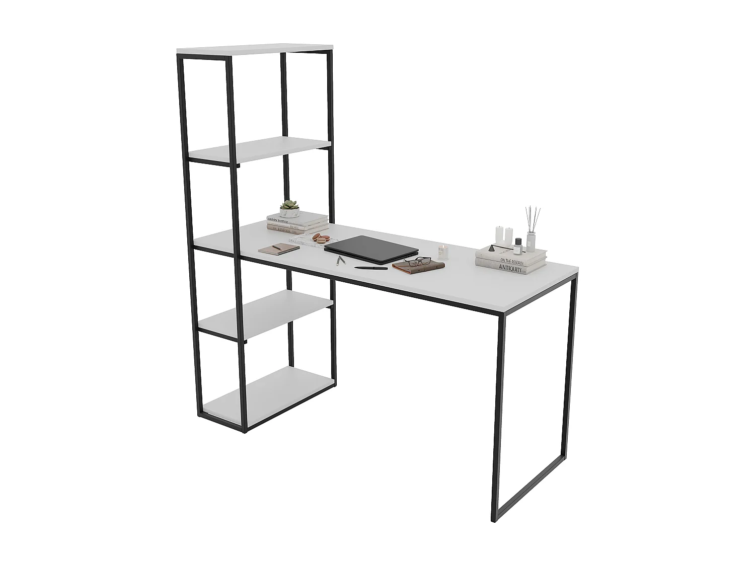 Bureau avec rangements blanc