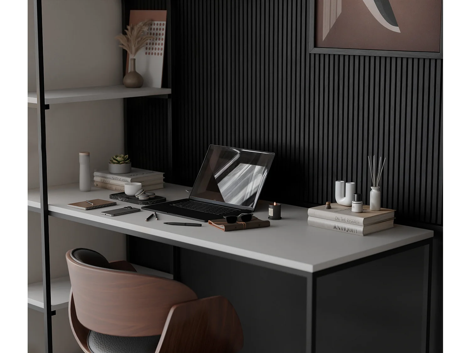 Bureau avec rangements blanc