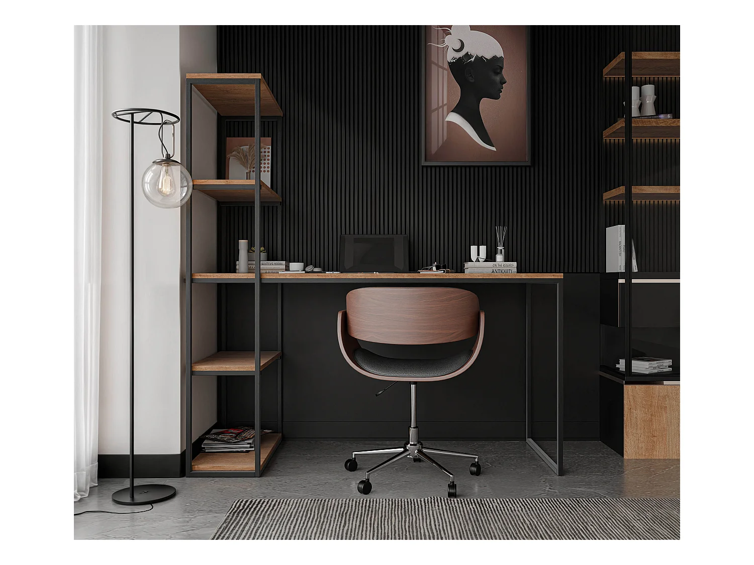 Bureau avec rangements chêne lefkas