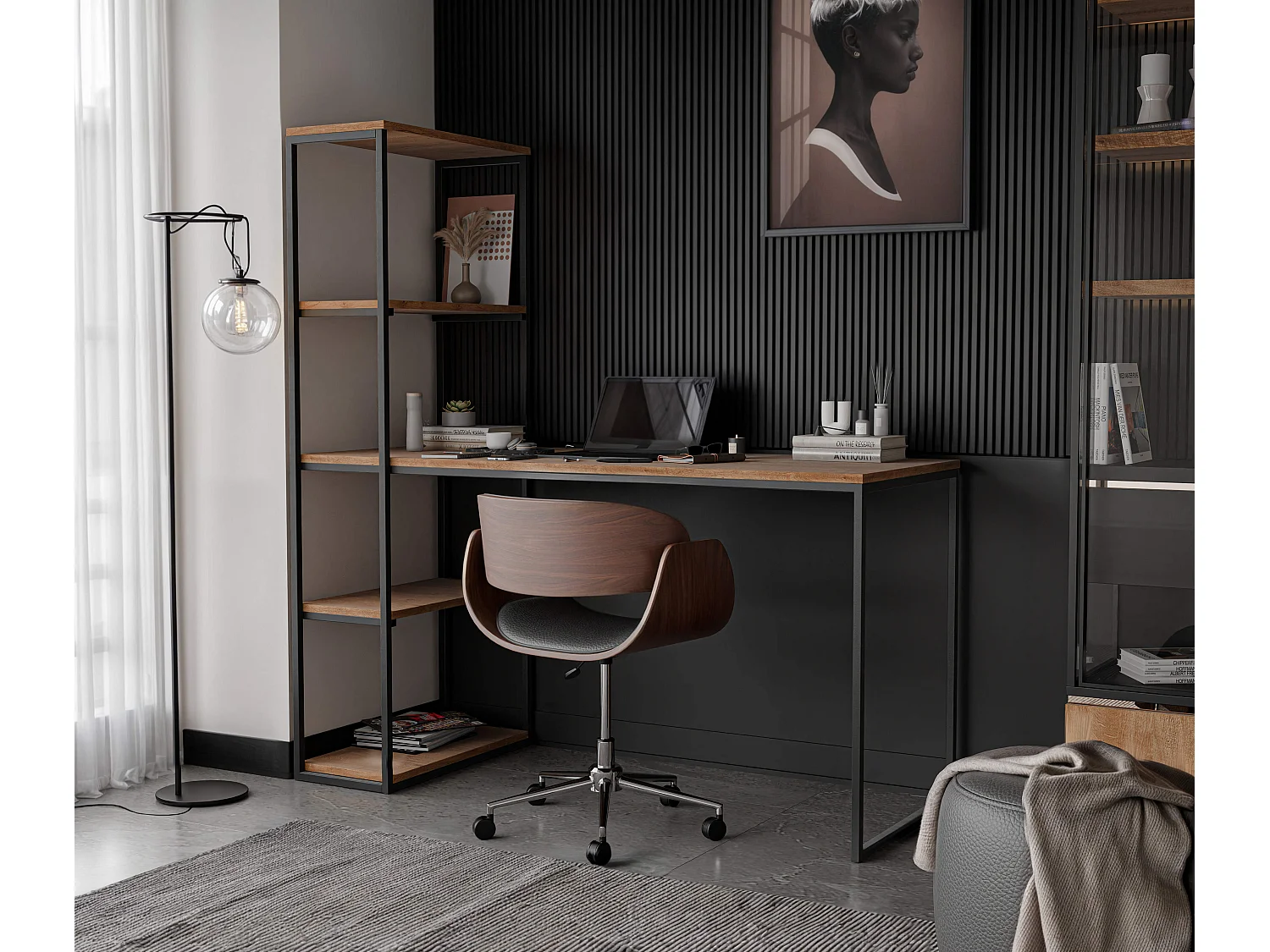 Bureau avec rangements chêne lefkas